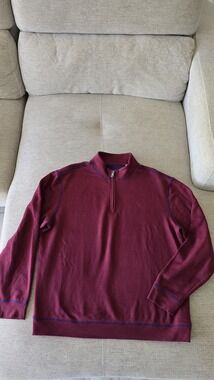 Robert Graham Quarter Zip Pullover Burgundy Mens Size L